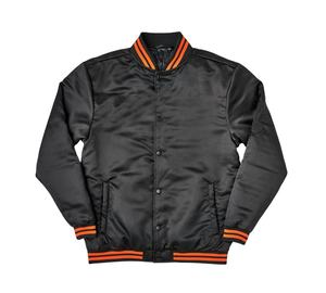 Chaqueta de bombardero de satén Varsity, chaqueta de béisbol de manga larga, relleno de algodón, transpirable, ligera, con cuello en V, chaqueta de calle para hombre - Product Image 1