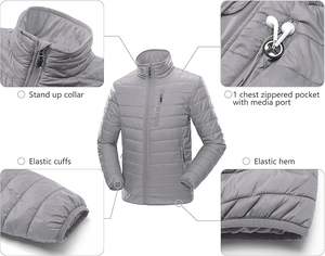 Men's Casual <b>Lightweight</b> Puffer <b>Jacket</b> Solid Pattern Breathable <b>Waterproof</b> Windproof Zipper Cotton <b>Packable</b> Winter Outer Wear - Product Image 3