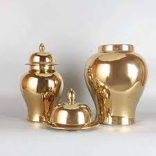 Pots de gingembre décoratifs en métal doré de luxe de style uniqye en laiton couleur or Pots de gingembre en mélamine en métal en porcelaine polie - Product Image 6