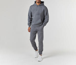 High Performance two piece customized logo high quality fabric solid plain color cheap price men winter tracksuits - Product Image 2