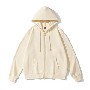 Pull à capuche en maille OEMOEM pour homme, 320g, lourd, décontracté, uni, fermeture éclair, sweat-shirt pour homme, logo personnalisé - Product Image 4