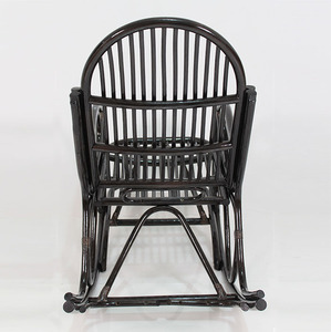 Moriah <b>Black</b> Polished Rattan Rocking <b>Chair</b> with Minimalist Design Knock Assembly for Outdoor Use Living Room Balcony Resorts - Product Image 4