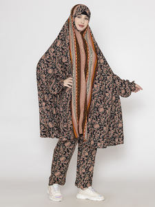 Design modeste femmes africaines musulmanes tenue décontractée imprimé floral cordon ensemble manches longues automne hiver au prix de gros de l'inde - Product Image 4