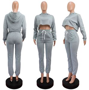 Women's Long Sleeve <b>Short</b> Top Hoodie XL <b>Sweatpants</b> Two Piece Set 100% Cotton Breathable Solid Casual Summer Outfit - Product Image 2
