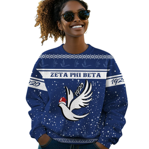 ZPhiB 1920 Zeta Phi Beta azul blanco suéter hermandad de punto Chenille letras vida griega Divine Nine ropa Premium - Product Image 5
