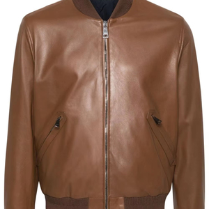 Vestes en cuir de vachette de haute qualité, formelles, avec col montant et logo sur le devant, imperméables et écologiques - Product Image 3