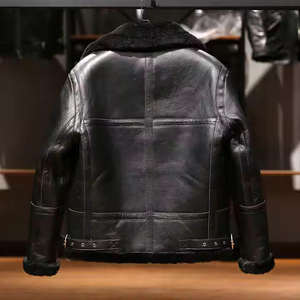 แจ็คเก็ตเฮฟวี่เวทตัวแทนทำจากขนสัตว์พรีเมี่ยมและแขนหนังแท้สำหรับสวมใส่ในฤดูหนาว - Product Image 3