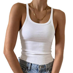 Débardeurs pour femmes, solides, à séchage rapide, côtelés, doux, col rond, coupe ample, respirants, vêtements de sport de yoga, entraînement, grande taille, été - Product Image 1