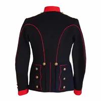 Veste d'uniforme française napoléonienne, hussard, garniture dorée, costume de cérémonie avec blazer en laine noire, rouge et jaune, veste à cordon doré