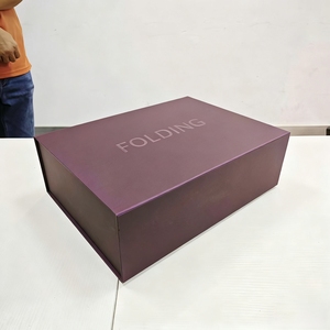 <span class=keywords><strong>Flip</strong></span> Flap Cover Natural Purple Texture Paper Luxury Feeling Boîte de fermeture magnétique réutilisable avec deux murs supplémentaires - Product Image 5