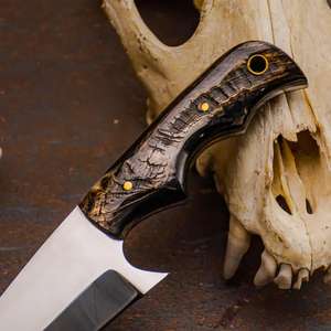 Couteau de chasse à dépecer de haute qualité, industriel, neuf, fait à la main, en acier à haute teneur en carbone, manche en bois de cerf, avec étui en cuir, couteau de cowboy OEM - Product Image 6