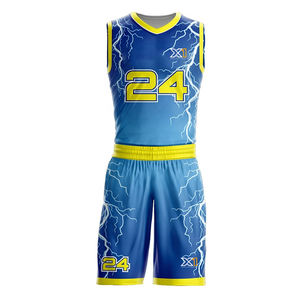 Ensemble d'uniformes de basketball personnalisés, respirant, antibactérien, séchage rapide, protection UV, jersey d'équipe en polyester, taille plus, OEM, toutes saisons - Product Image 1