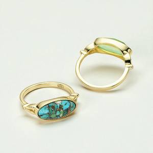 8x15 MM Oval Aquamarine Gemstone Simple <b>Ring</b> for Daily Wear-Wholesale Handmade Gold Plated 925 Sterling Silver <b>Rings</b> - Product Image 4