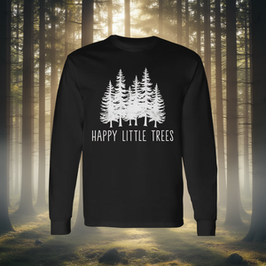 Camiseta de Manga Larga Happy Little Trees, Cuello Redondo, Unisex, Diseño Forestal, Ropa Promocional - Product Image 3