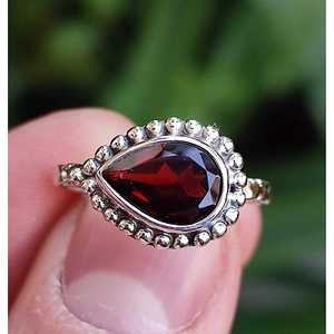 <b>Garnet</b> <b>Ring</b> Sterling Silver, Pear Gemstone January Birthstone Gift - Product Image 2