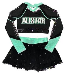 Uniformes de animadora OEM de alta calidad para niñas y adultos, conjuntos de Spandex con diseños impresos de diamantes de imitación, uniformes de equipo de poliéster alto - Product Image 5