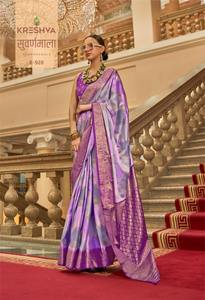 Ropa de Fiesta Moderna India y Pakistaní de Seda Satén Superior Gaji con Acabado Pallu Marmo - Product Image 6