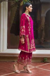 Magnifique 2023 indien pakistanais élégant broderie lourde Kurta diamant dentelle paillettes décoration y compris pantalon pour fête porter - Product Image 2