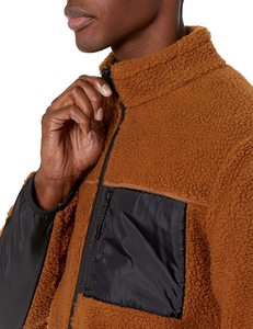 Chaqueta Sherpa con Cremallera de Forro Polar a Cuadros de Color Sólido al por Mayor para Hombre, Abrigos Largos de Invierno, Chaqueta de Forro Polar a Cuadros de Color Sólido Personalizable - Product Image 5