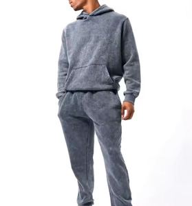 ชุดวอร์มลำลองผู้ชายคุณภาพดีที่สุด ลายวินเทจสไตล์ฮิปฮอป ผ้าฟลีซคอฮู้ด 100% ผ้าฝ้าย สำหรับฤดูหนาว - Product Image 4