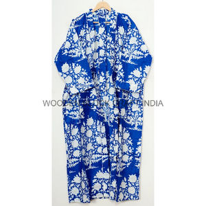 Indian Handmade Cotton Kaftan <b>Dressing</b> <b>Gown</b> <b>Long</b> Maxi Kimono Robe Women Night <b>Gown</b> Shower Robe Gift Handcrafted Her Sleepwear - Product Image 5