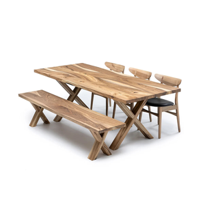 Bàn ăn hình chữ nhật mộc mạc có thể mở rộng bàn nhà hàng bằng Gỗ Óc Chó hoặc gỗ sồi để sử dụng trong nhà và ngoài trời từ nhà máy Việt Nam - Product Image 6