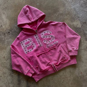 Sudadera con Capucha de Forro Polar para Hombre, Personalizada con Bordado y Pedrería, Lavado Ácido, Logotipo de Parche, Estilo Urbano, Diseño Vintage Desgastado - Product Image 6