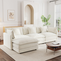 Canapé modulaire en forme de L en chenille blanche avec ottoman réversible pour salon et home cinéma