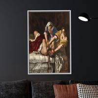 Artemisia Gentileschi Barock-Leinwanddruck – Judith schneidet Holofernes ab, weiß gerahmt