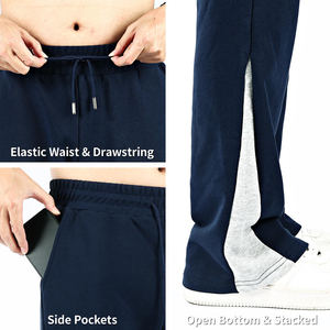 Pantalons décontractés en coton épais respirant à jambe large pour homme, nouvelle conception du fabricant, taille mi-haute - Product Image 5