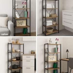 Étagère de pot de fleur en bois multicouche moderne avec cadre noir présentoir mural décoratif en acier inoxydable pour la salle de bain - Product Image 4