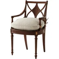 Ensemble de 2 chaises, structure en bois massif sculpté, assise et dossier rembourrés, chaises d'appoint classiques pour salon et lecture