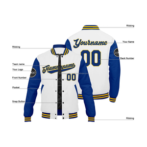 Veste universitaire de qualité supérieure personnalisée avec col montant Combo laine-cuir MCACVJ-67 broderie Logo avant Position - Product Image 4