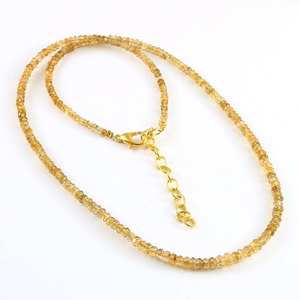 Collier en perles de citrine naturelle pour enfants, perles de citrine jaunes facettées en forme de rondelle, bijoux de mariage classiques, argent sterling 925, 14 carats - Product Image 4