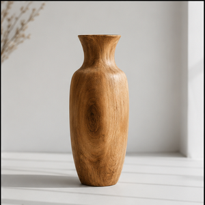 Vase en bois de manguier fait main, rond, minimaliste, décoration de table, matériau naturel - Product Image 5