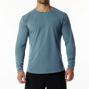 2025 vente en gros de haute qualité léger 100% coton manches longues hommes T-Shirt 100% coton T-shirt pour hommes coupe ample imprimé - Product Image 1