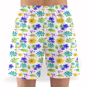 Short de bain d'été pour homme, coupe courte, basique en polyester tissé, sublimation solide, uni, vintage, deux poches profondes à l'ourlet latéral - Product Image 2