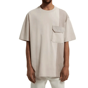 Customized <b>Logo</b> O-Neck Knitted T-Shirt for Men Cotton/Bamboo Fiber OEM Service with Plain Front Pocket Solid Design 2023 Version - Product Image 1