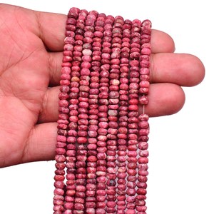 Cuentas de Rondelle facetadas de 5mm, piedras preciosas de thulita Rosa Natural, cuentas de piedra semipreciosa para la fabricación de joyas, hebra de 16 pulgadas - Product Image 4