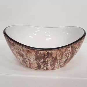 สีไม้ดีไซน์เนอร์แบบธรรมชาติศิลปะสมัยใหม่บนโต๊ะเซรามิกสองสีสำหรับบ้านห้องนั่งเล่นห้องรับประทานอาหารห้องครัวและห้องน้ำ - Product Image 6