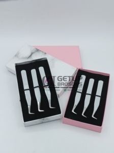 Professional Best Design 90 Degree <b>Light</b> Grey Powder Coating Plain Eyelash Extension Tweezers Stainless Steel Beauty Instruments - Product Image 3