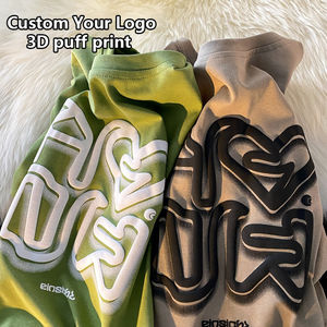 เสื้อเชิ๊ตพิมพ์ลายพัฟใส่ได้ทั้งชายและหญิงเสื้อพิมพ์ลายเสื้อยืดทรงหลวมใส่สบายสำหรับผู้ชายเสื้อผ้าแนวสตรีทแวร์ผ้าคอตตอน100% สำหรับผู้ชายโลโก้ออกแบบได้ตามที่ต้องการ - Product Image 2