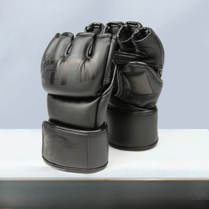 Mitones de cuero de vaca MMA Fighting Kick Boxing Guantes sin dedos Saco pesado con guantes acolchados - Product Image 2