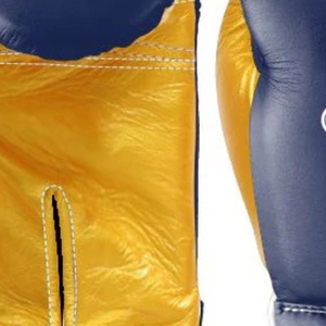 Gants de boxe professionnels en cuir doré marine avec fermeture velcro au poignet, pour l'entraînement et le sparring, pour hommes et femmes - Product Image 4