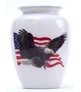 Urna de cremación de aluminio con bandera americana, urna laca transparente recubierta de esmalte, calidad prémium, las cenizas funerarias más vendidas - Product Image 1
