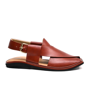 Sandale Peshawari Chappal en cuir de qualité supérieure, confortable pour l'extérieur, à motif solide, avec logo brodé, finition élégante, mélange de style traditionnel - Product Image 6