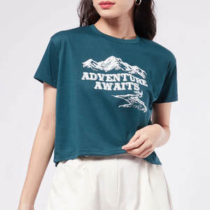 เสื้อยืดครอปสำหรับผู้หญิงเสื้อครอปผ้าฝ้าย/เส้นใยไม้ไผ่มีสีสวย - Product Image 1