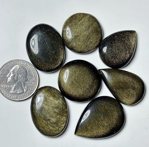 หินออบซิเดียนสีดำประกายทองคุณภาพสูงธรรมชาติ คริสตัลบำบัด แร่ธาตุ หินพลอยคุณภาพดีที่สุด - Product Image 1