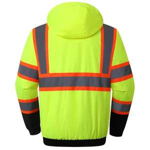 Chaqueta de Seguridad de Invierno con Capucha de Alta Visibilidad, Impermeable y Reflectante, con Logotipo Frontal y Múltiples Bolsillos - Product Image 3