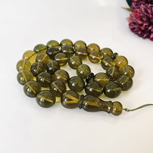 Perles de prière islamiques vertes, perles musulmanes en ambre olive - Product Image 1